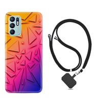 Oppo Reno 6 Kılıf Silikon Boyun Askılı İpli Desenli Silikon Üçgenler 1635