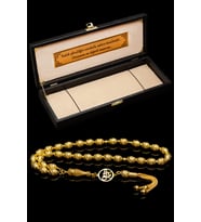 22K Altın Kaplama Gümüş Tespih 7x10mm 30 gr Arpa Kesim İsimli Tespih (Sarı)