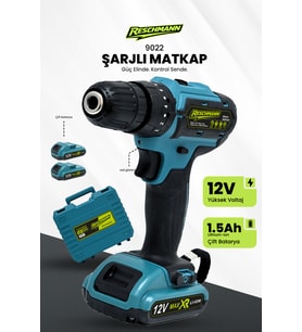12v Metal Şanzıman Çift Akülü Bakır Sargı Şarjlı Matkap Vidalama Setli