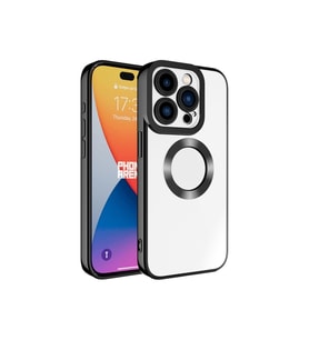 Apple iPhone 15 Pro Uyumlu Kılıf Kamera Korumalı Logo Gösteren Zore Omega Kapak (Siyah)