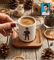 Kişiye Özel Karikatürlü Asker Türk Kahvesi Fincanı 30 Ağustos Zafer Bayramı Hediyesi