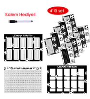 4'lü Çarpım Tablosu Seti - Kalem Hediyeli (Taraftar Siyah Beyaz) (Çok Renkli)