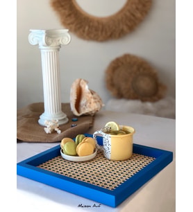 Maison Avf Rattan Hazeran Alaçatı Mavisi Kare Tepsi M008