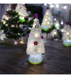 VIP DELUXE BEYAZ KARLI YILBAŞI AĞACI SÜSLÜ RENKLİ CİCİ TOPLU IŞIKLI NOEL AĞACI 24 CM GÜN IŞIĞI LEDLİ