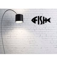 BK Home Fish Tasarımlı Ahşap Duvar Yazısı (Siyah)