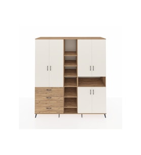 Kronos Dolap 13 Raflı 3 Çekmeceli 6 Kapaklı 220x59x243 Çam-Aytaşı/Çam