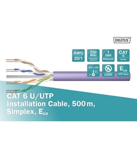 DIGITUS 500metre CAT6 Utp 23AWG Gri Makara Saf Bakır Kablo 0.50mm DK-1613-VH-5-GR