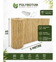 POLYBOTUM Premium Doğal Kamış Hasır Balkon Çiti 60x300 cm Sık Dokuma Dayanıklı Bahçe, Teras ve Balkon İçin Dekoratif Gizlilik Çiti