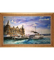 EV İŞYERİ OFİS İÇİN ALTIN ÇERÇEVELİ PASPARTULU TABLO VB799