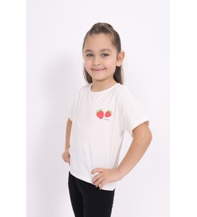 Toontoy Kız Çocuk Baskılı Tişört (Ekru)