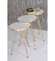 Zigon Sehpa Gold Beyaz Tel