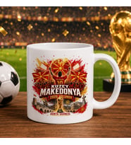BK Gift Kuzey Mekadonya Taraftar Temalı Dünya Futbol Kupası Tasarımlı Beyaz Kupa Bardak-3