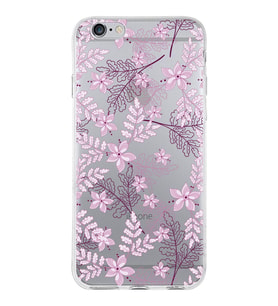 Apple iPhone 6 Uyumlu Kapak Floral Pudra Tasarımlı Şeffaf Silikon Kılıf