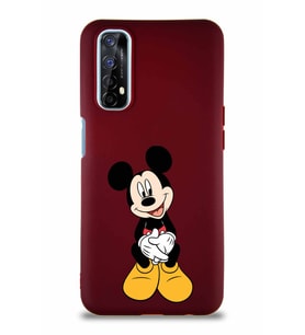 Realme 7 Soft Premier Kapak Mickey Mouse-A Tasarımlı Silikon Kılıf - Mürdüm (Şeffaf)