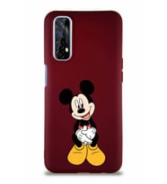 Realme 7 Soft Premier Kapak Mickey Mouse-A Tasarımlı Silikon Kılıf - Mürdüm (Şeffaf)
