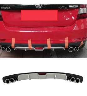 Skoda Rapid Gri Difüzör 4 Krom Egzoz Görünümlü Difizör Arka Ek Body Kit