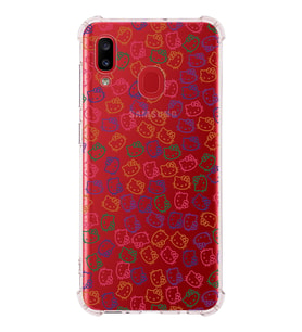 Samsung Galaxy A30 Uyumlu Köşe Korumalı Antişok Kapak Hello Kitty Tasarımlı Şeffaf Kılıf