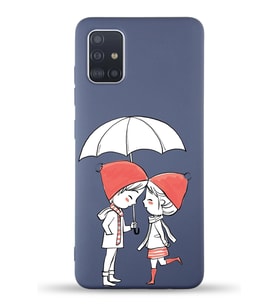 Samsung Galaxy M31s Uyumlu Lansman Kılıf Aşk Tasarımlı İçi Kadife Kapak-Petrol Mavisi (Şeffaf)