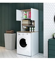 Çamaşır Makinesi Banyo Dolabı Beyaz Atlantikçam