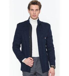 PLT8378 DEWBERRY ERKEK PALTO-DÜZ LACİVERT