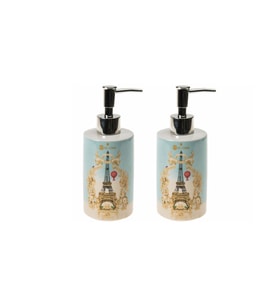 BANYO SETİ SERAMİK SIVI SABUNLUK 2 ADET ROMANTİK YEŞİL MODEL 7x7x18cm 320ml