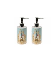 BANYO SETİ SERAMİK SIVI SABUNLUK 2 ADET ROMANTİK YEŞİL MODEL 7x7x18cm 320ml