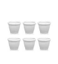 Omnipazar SO-HS03 Plastik Hasır Desenli Saksı 10 lt Kirli Beyaz 6 Adet