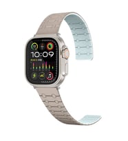 Apple Watch 44mm Kordon Şerit Çizgi İnce Dizayn Magnetik Strap 111 (Haki)