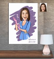 Kişiye Özel Karikatür Baskılı Ahşap Tablo Güzellik Uzmanı Nail Art Kadın-4 30x40
