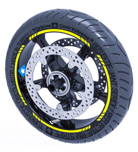 Floresan Sarı 4 Parçalı Kesikli Jant Şeridi Sticker Çınar Extreme