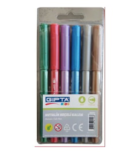 GIPTA K4040 PVC ÇANTALI- KEÇELİ BOYA KALEMİ- 6 METALİK RENK