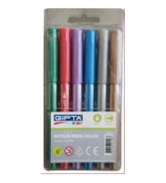 GIPTA K4040 PVC ÇANTALI- KEÇELİ BOYA KALEMİ- 6 METALİK RENK
