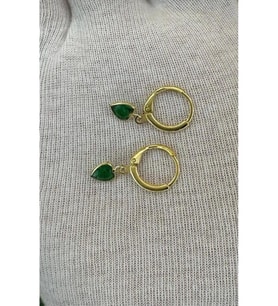 Kadın Gold Renk Kalpli Zirkon Taşlı Minimal Küpe