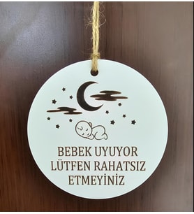 Çocuk Uyku Bebek Uyuyor Zile Basmayın Ahşap Kapı Askısı Unisex Panda Bebek Tulum Beyaz Bebek Kapı Fırsat Sleep