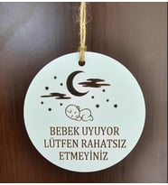 Çocuk Uyku Bebek Uyuyor Zile Basmayın Ahşap Kapı Askısı Unisex Panda Bebek Tulum Beyaz Bebek Kapı Fırsat Sleep