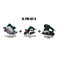KLPro Set-6 (1350 W 185 MM DAİRE TESTERE+850W PLANYA MAKİNASI+450W 150MM EKSANTRİK ZIMPARA)