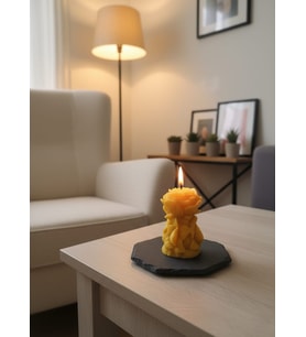 GÜL TASARIMLI HEDİYELİK DEKORATİF KAVUN KOKULU PARAFİN WAX MUM (SARI RENKLİ)