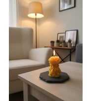 GÜL TASARIMLI HEDİYELİK DEKORATİF KAVUN KOKULU PARAFİN WAX MUM (SARI RENKLİ)