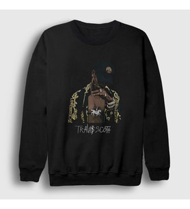 Presmono Unisex Siyah Gold Astroworld Travis Scott Sweatshirt 42525tt