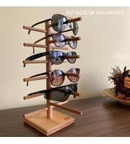 K&G Foot Rest Dekoratif Komple Masif Ahşap, 6lı Gözlük Standı, Gözlük Düzenleyici, Gözlük Organizer