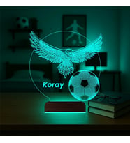 Luvivia Kartal Top Futbol Taraftar Hediye Kişiye Özel 3D Lamba - Masa Gece Lambası