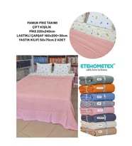 ETEHOMETEX ÇİFT KİŞİLİK %100 PAMUK HAVUZLU PİKE TAKIMI