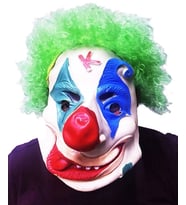 Yeşil Renk Afro Bonus Peruklu Palyaço Lateks Et Maske (5047)