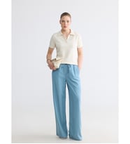 LCW Comfort İndigo Beli Lastikli Wideleg Kadın Jean Pantolon
