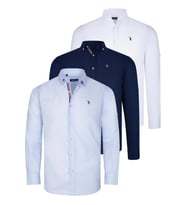 ÜÇLÜ SET G674 DEWBERRY ERKEK GÖMLEK-LACİVERT-BEYAZ-AÇIK MAVİ (Karışık)