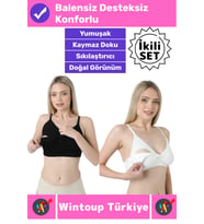 #EmzirmeSütyeni Klipsli Pamuklu Hamile Lohusa Dikişsiz Balensiz Desteksiz Emzirme Sütyeni 2'li SET