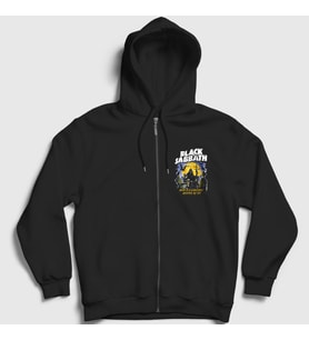 Presmono Unisex Siyah Sin Black Sabbath Fermuarlı Kapüşonlu Sweatshirt 18120tt
