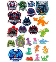 Dragon Ejderha Sticker Set-12 16 Parça Telefon, Tablet, Defter, Laptop Sticker