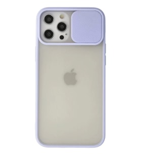 Newface Apple iPhone 12 Pro Max Kılıf Palm Buzlu Kamera Sürgülü Silikon - Lila
