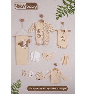 VaVBaby Organik Hastane Çıkışı 10’lu Polar Bear-Ekru
